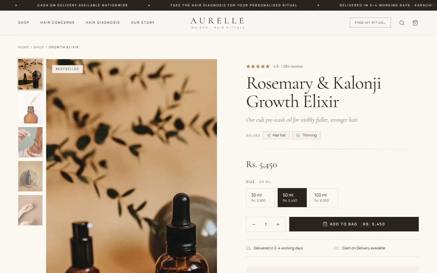 Maison Aurelle product page, designed and built by Rehan
